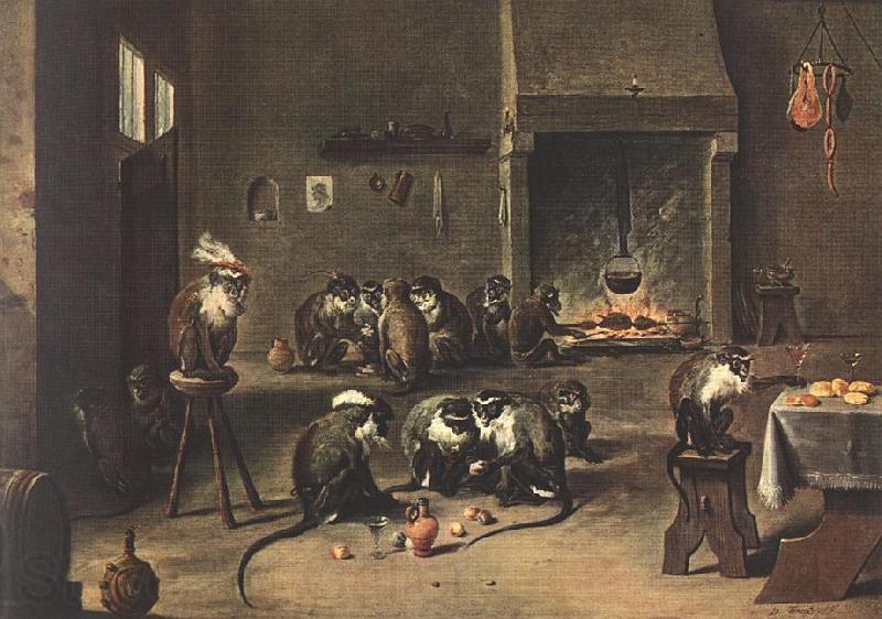 TENIERS, David the Younger Apes in the Kitchen  fdh
